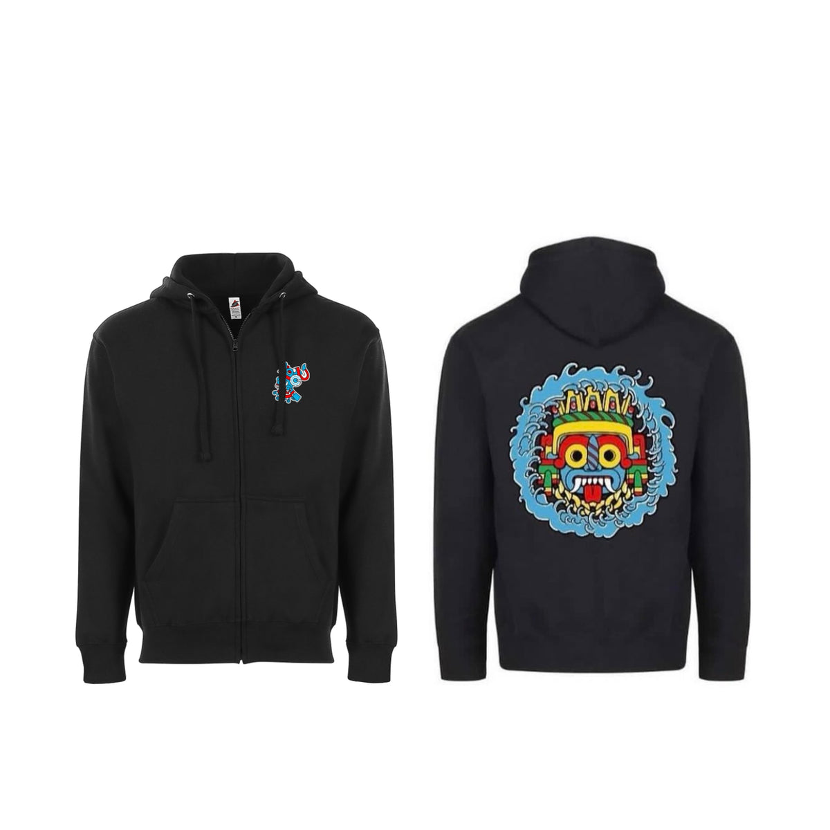 Tlaloc Black Zip-up Hoodie